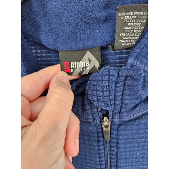 Alpine Design Mens Sz XL 1/2 Zip Pullover Jacket Blue Waffle Knit Athletic - Picture 2 of 4